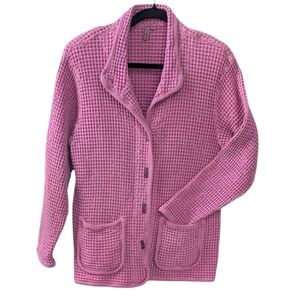 Fuchsia Color Waffle Knit Lightweight Jacket. Focus. Sz Small